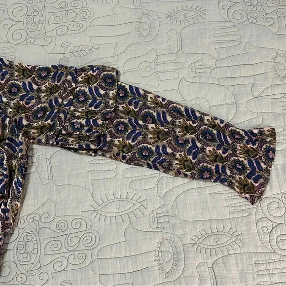 SCOTCH & SODA Ruffle Top Beautiful Floral Blue Pink Black Gold Size Large - Picture 11 of 15